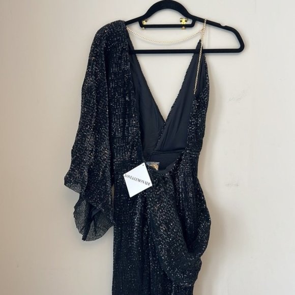 Black Backless Sequins Wedding Dress Prom Gown - Picture 5 of 10